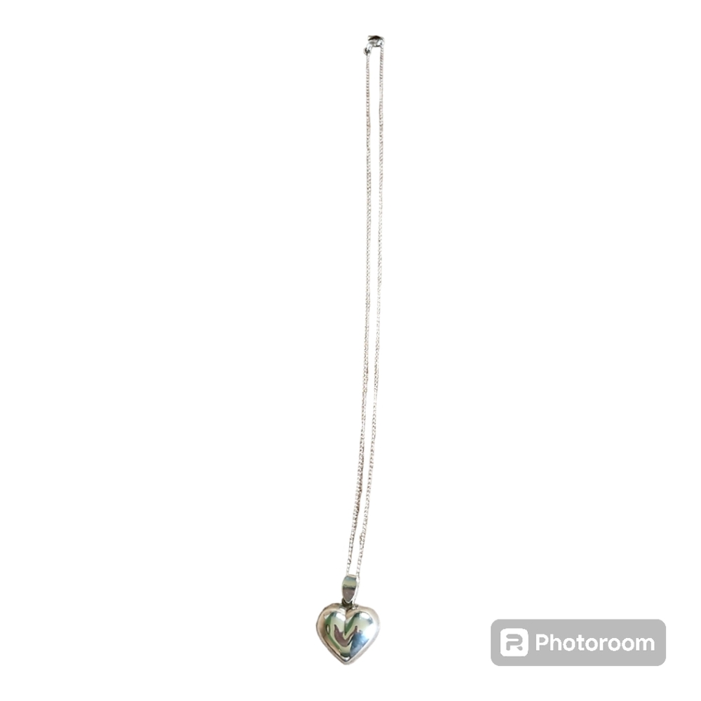 Sterling Silver Hollow Puffed Heart - Picture 3 of 4